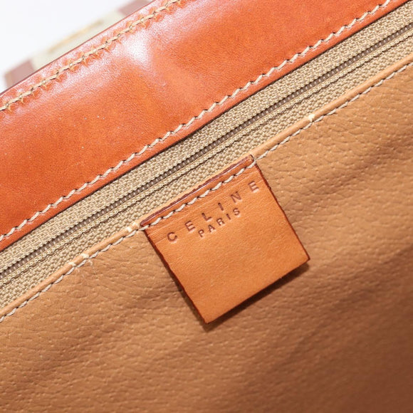 CELINE Macadam Tote Bag PVC Brown Gold Tone Auth 206691