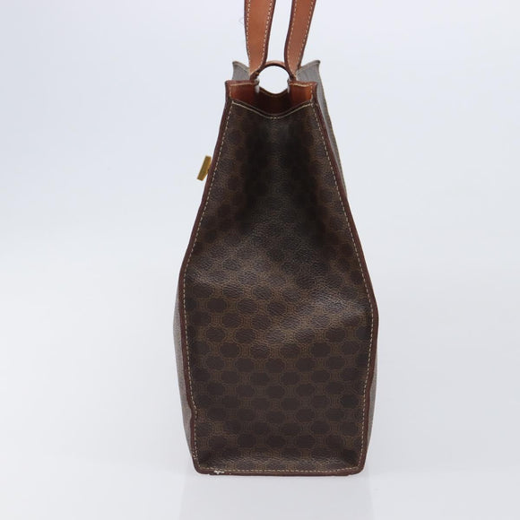 CELINE Macadam Tote Bag PVC Brown Gold Tone Auth 206691