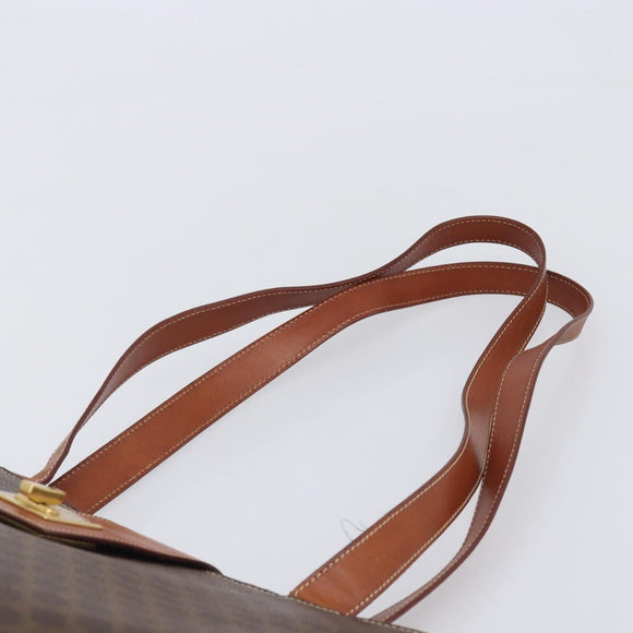 CELINE Macadam Tote Bag PVC Brown Gold Tone Auth 206691