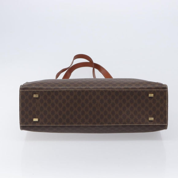 CELINE Macadam Tote Bag PVC Brown Gold Tone Auth 206691