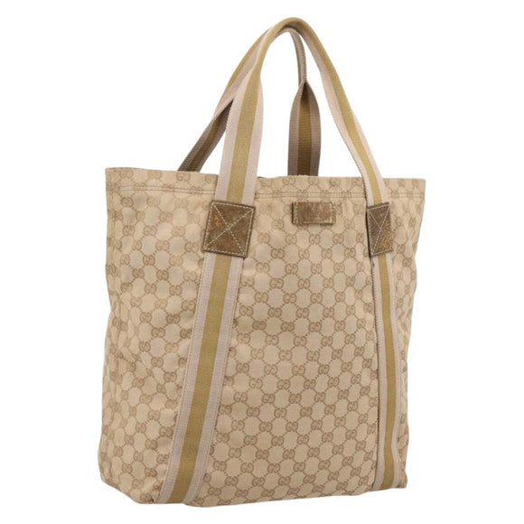 GUCCI GG Canvas Sherry Line Tote Bag Beige 189669 Auth 206693