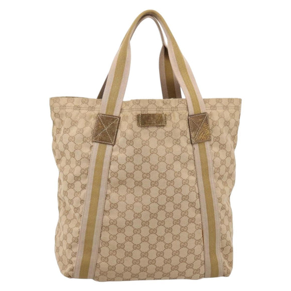 GUCCI GG Canvas Sherry Line Tote Bag Beige 189669 Auth 206693