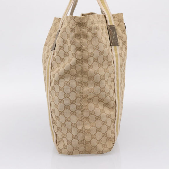 GUCCI GG Canvas Sherry Line Tote Bag Beige 189669 Auth 206693