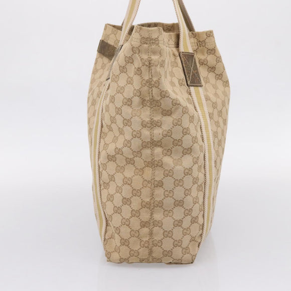 GUCCI GG Canvas Sherry Line Tote Bag Beige 189669 Auth 206693