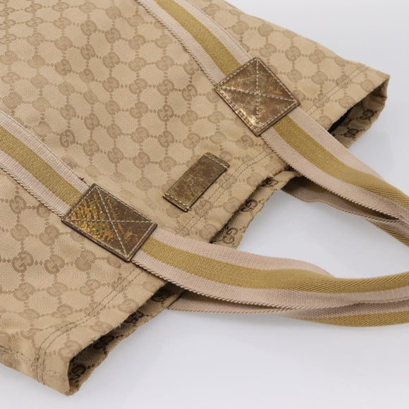 GUCCI GG Canvas Sherry Line Tote Bag Beige 189669 Auth 206693