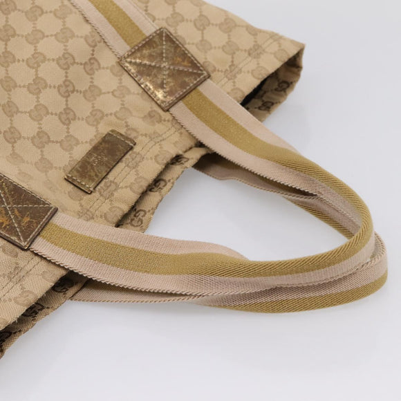 GUCCI GG Canvas Sherry Line Tote Bag Beige 189669 Auth 206693