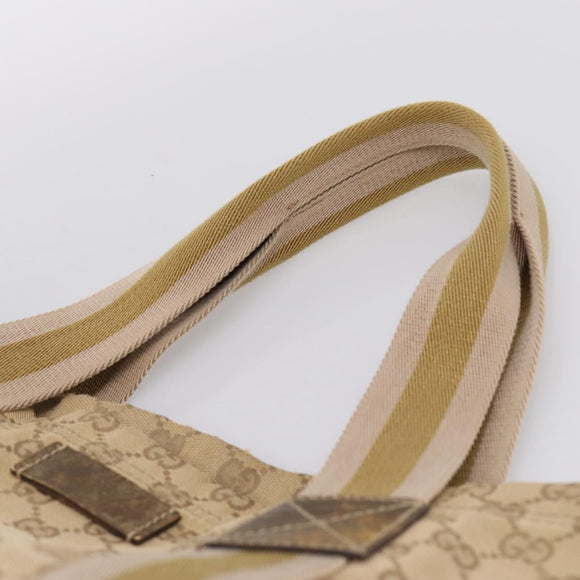 GUCCI GG Canvas Sherry Line Tote Bag Beige 189669 Auth 206693
