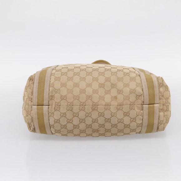 GUCCI GG Canvas Sherry Line Tote Bag Beige 189669 Auth 206693