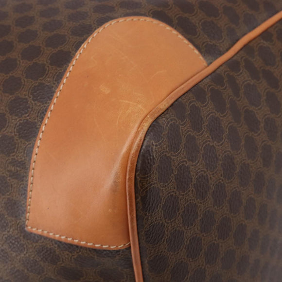 CELINE Macadam Boston Bag PVC Brown Gold Tone Auth 206697A