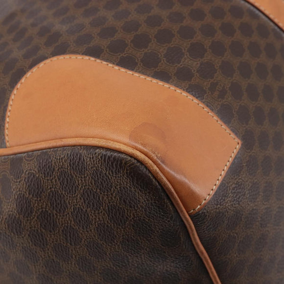 CELINE Macadam Boston Bag PVC Brown Gold Tone Auth 206697A