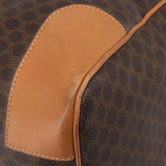 CELINE Macadam Boston Bag PVC Brown Gold Tone Auth 206697A