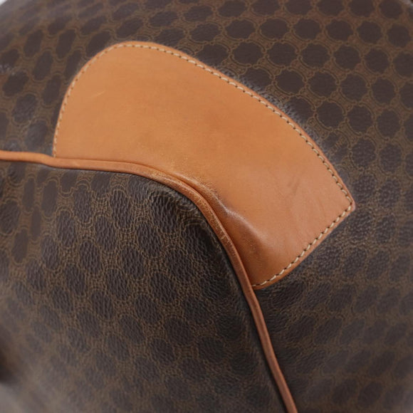 CELINE Macadam Boston Bag PVC Brown Gold Tone Auth 206697A