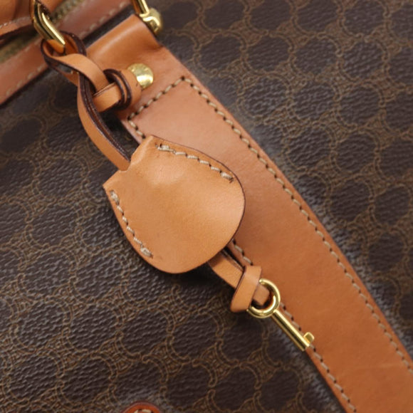 CELINE Macadam Boston Bag PVC Brown Gold Tone Auth 206697A