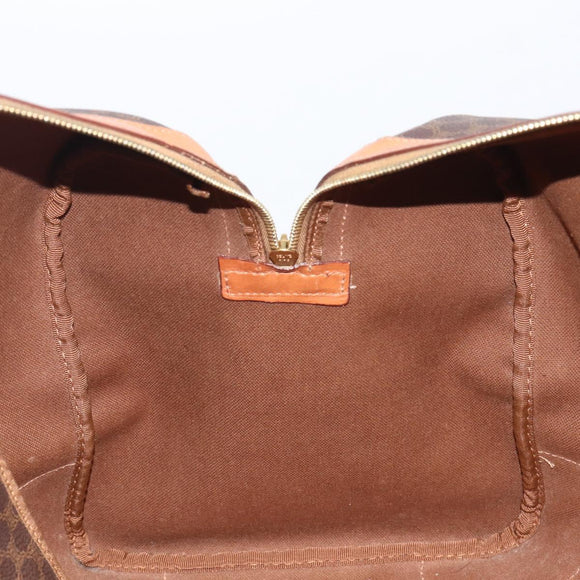 CELINE Macadam Boston Bag PVC Brown Gold Tone Auth 206697A
