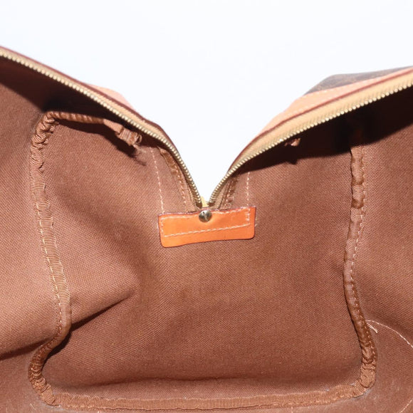 CELINE Macadam Boston Bag PVC Brown Gold Tone Auth 206697A