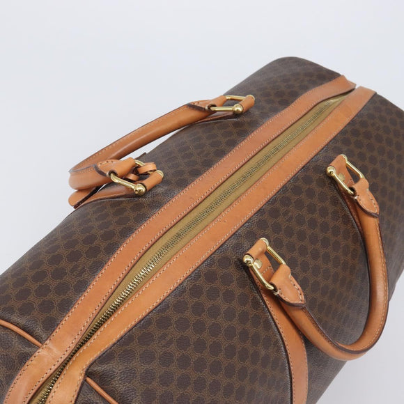 CELINE Macadam Boston Bag PVC Brown Gold Tone Auth 206697A
