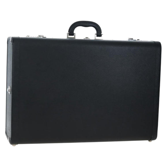 PRADA Trunk Saffiano leather Black Silver Auth 206701V