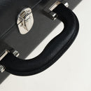 PRADA Trunk Saffiano leather Black Silver Auth 206701V-7