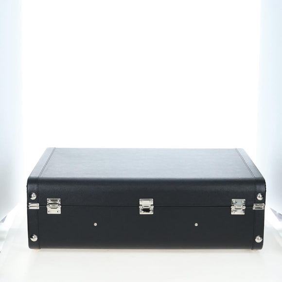 PRADA Trunk Saffiano leather Black Silver Auth 206701V