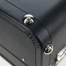 PRADA Trunk Saffiano leather Black Silver Auth 206701V-20