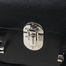 PRADA Trunk Saffiano leather Black Silver Auth 206701V-24