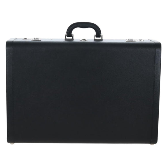 PRADA Trunk Saffiano leather Black Silver Auth 206701V