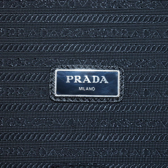 PRADA Trunk Saffiano leather Black Silver Auth 206701V