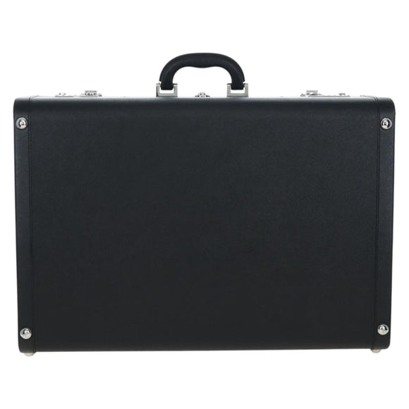 PRADA Trunk Saffiano leather Black Silver Auth 206701V