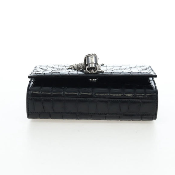Saint Laurent Chain Kate Shoulder Bag Leather Black Silver Auth 206718V