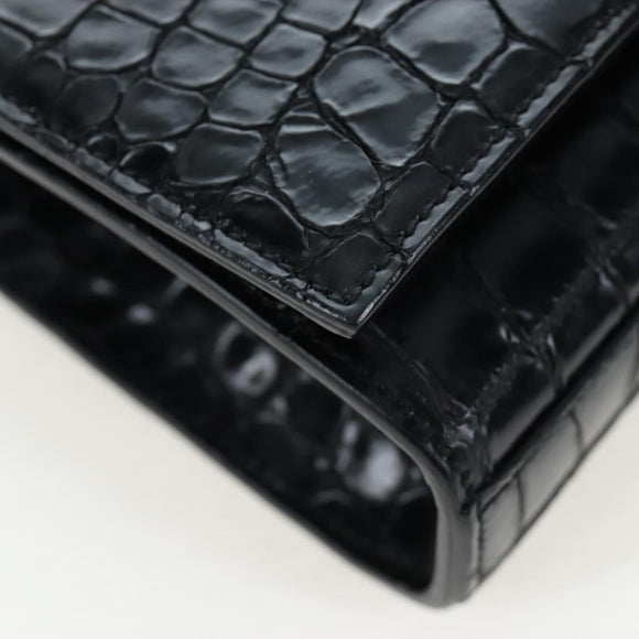 Saint Laurent Chain Kate Shoulder Bag Leather Black Silver Auth 206718V