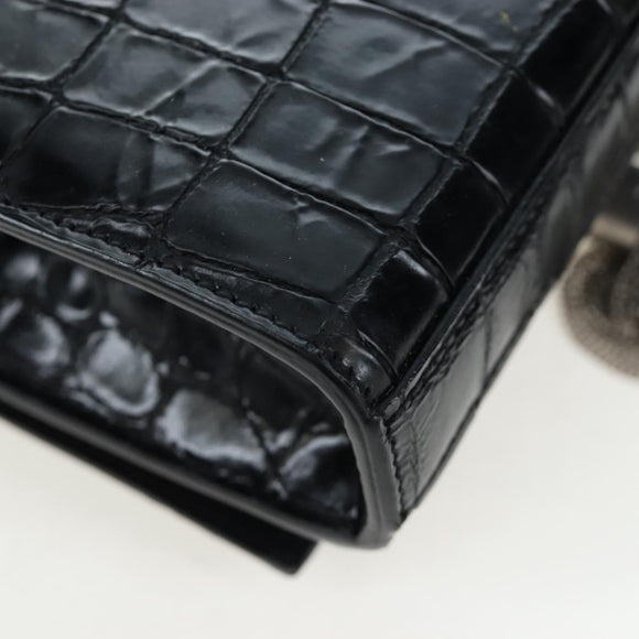 Saint Laurent Chain Kate Shoulder Bag Leather Black Silver Auth 206718V