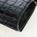 Saint Laurent Chain Kate Shoulder Bag Leather Black Silver Auth 206718V-14