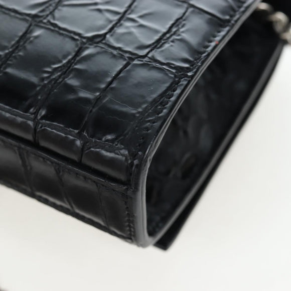 Saint Laurent Chain Kate Shoulder Bag Leather Black Silver Auth 206718V
