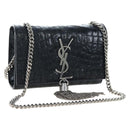 Saint Laurent Chain Kate Shoulder Bag Leather Black Silver Auth 206718V-1