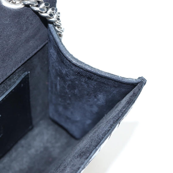 Saint Laurent Chain Kate Shoulder Bag Leather Black Silver Auth 206718V