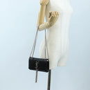 Saint Laurent Chain Kate Shoulder Bag Leather Black Silver Auth 206718V-26