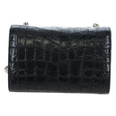 Saint Laurent Chain Kate Shoulder Bag Leather Black Silver Auth 206718V-3