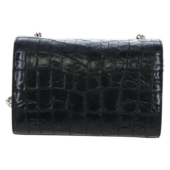 Saint Laurent Chain Kate Shoulder Bag Leather Black Silver Auth 206718V