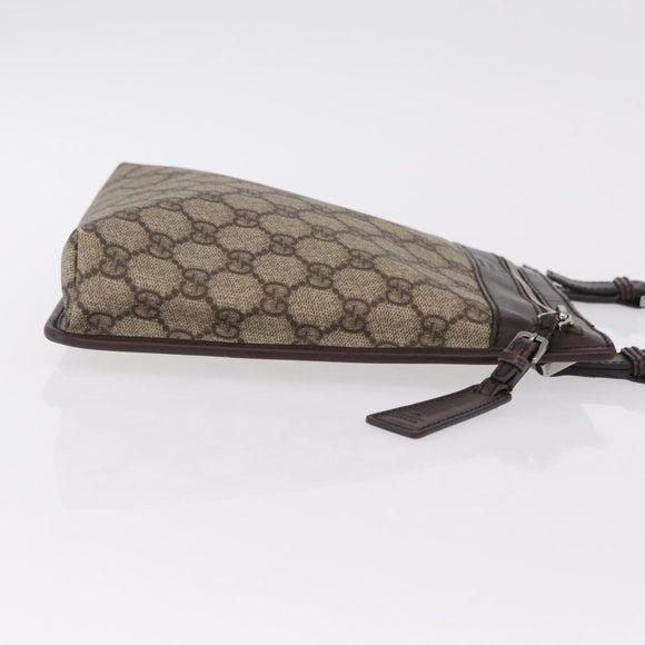GUCCI GG Supreme Shoulder Bag PVC Beige Silver 92562 Auth 206719