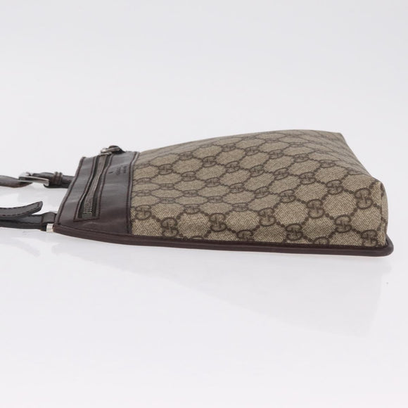 GUCCI GG Supreme Shoulder Bag PVC Beige Silver 92562 Auth 206719