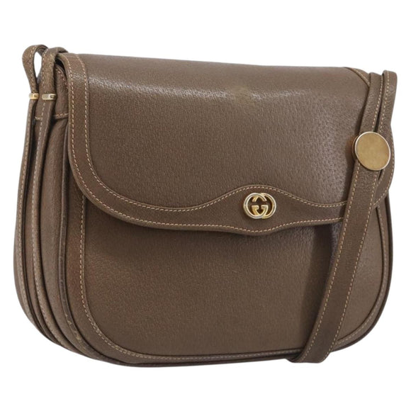 GUCCI Shoulder Bag Leather Brown Gold 001 261 1070 Auth 206720