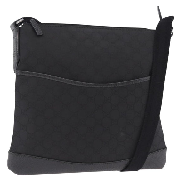 GUCCI GG Canvas Shoulder Bag Outlet Black Silver 374414 Auth 206722A