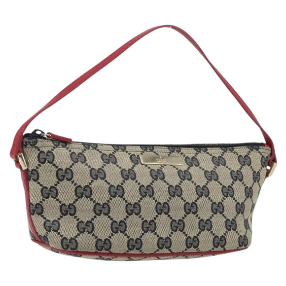 GUCCI GG Canvas Accessory Pouch Navy Gold 039 1103 Auth 206723A