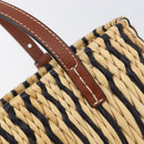 LOEWE Tote Bag Raffia Beige Silver Auth 206724M-21