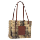 LOEWE Tote Bag Raffia Beige Silver Auth 206724M-1