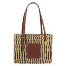 LOEWE Tote Bag Raffia Beige Silver Auth 206724M-13