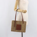 LOEWE Tote Bag Raffia Beige Silver Auth 206724M-24