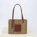LOEWE Tote Bag Raffia Beige Silver Auth 206724M-12