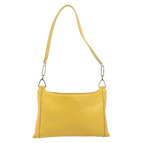 LOEWE Shoulder Bag Leather Yellow Gold Auth 206726A
