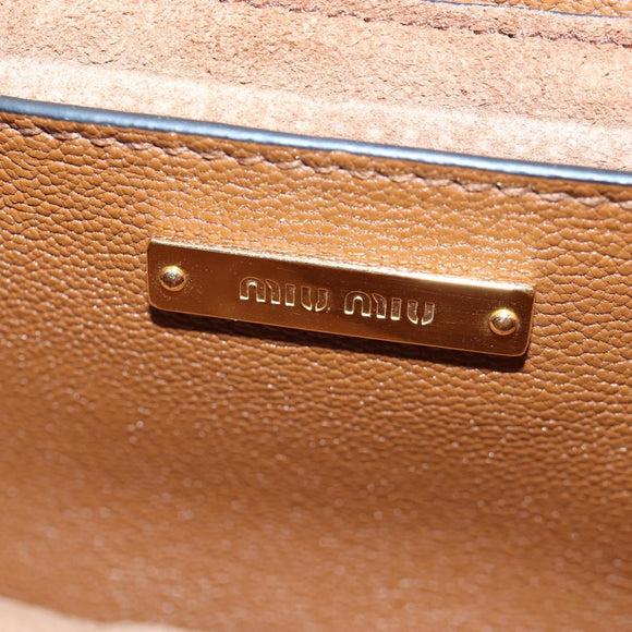 Miu Miu Shoulder Bag Leather Brown Gold Auth 206727M